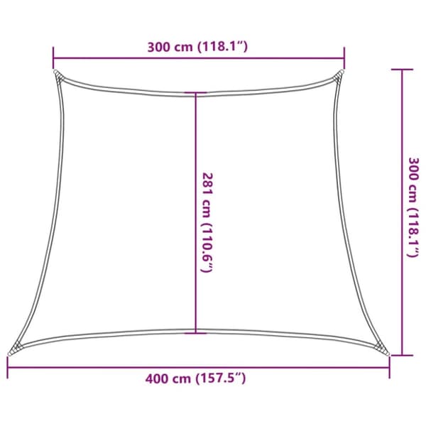 vidaXL solsejl 160 g/m² 3/4x3 m HDPE cremefarvet
