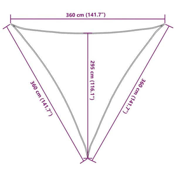 vidaXL solsejl 3,6x3,6x3,6 m 160 g/m² HDPE mørkegrøn