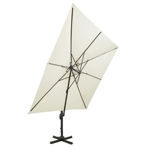 vidaXL hængeparasol med dobbelt top 300x300 cm sandfarvet