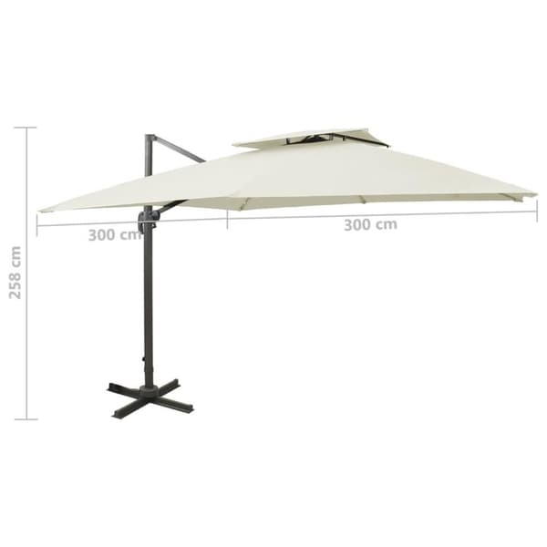 vidaXL hængeparasol med dobbelt top 300x300 cm sandfarvet