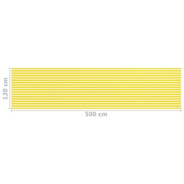 vidaXL Balkongskjerm gul og hvit 120x500 cm HDPE
