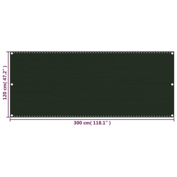 vidaXL Balkongskjerm mørkegrønn 120x300 cm HDPE