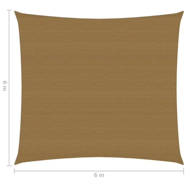 vidaXL Solseil 160 g/m² gråbrun 6x6 m HDPE
