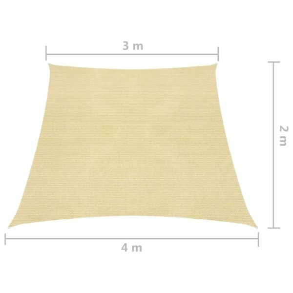 vidaXL Solseil 160 g/m² beige 3/4x2 m HDPE