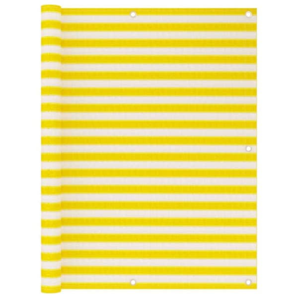 vidaXL Parvekkeen suoja keltainen ja valkoinen 120x600 cm HDPE