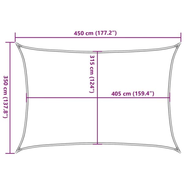 vidaXL solsejl 3,5x4,5 m HDPE 160 g/m² sort
