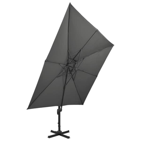 vidaXL Hengende hageparasoll med dobbel topp 250x250 cm antrasitt