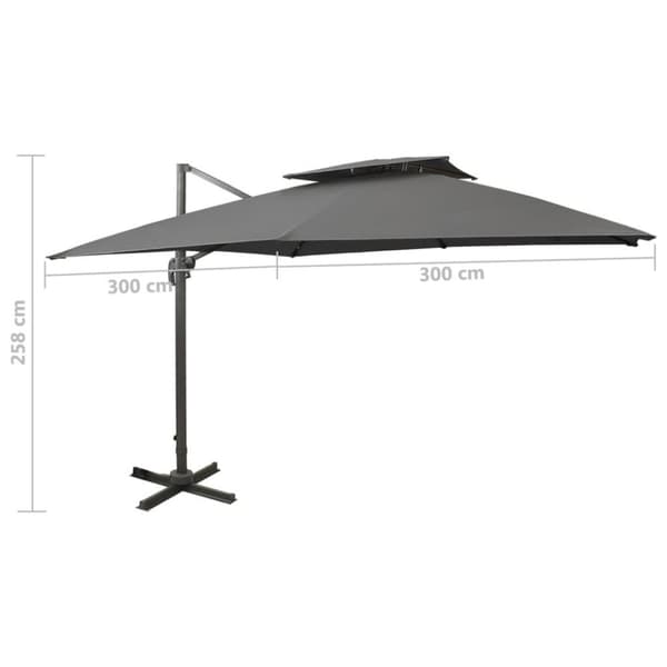 vidaXL Hengende hageparasoll med dobbel topp 250x250 cm antrasitt