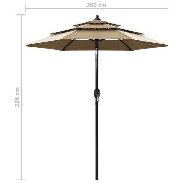 vidaXL Parasoll med aluminiumsstang 3 nivåer 2 m gråbrun