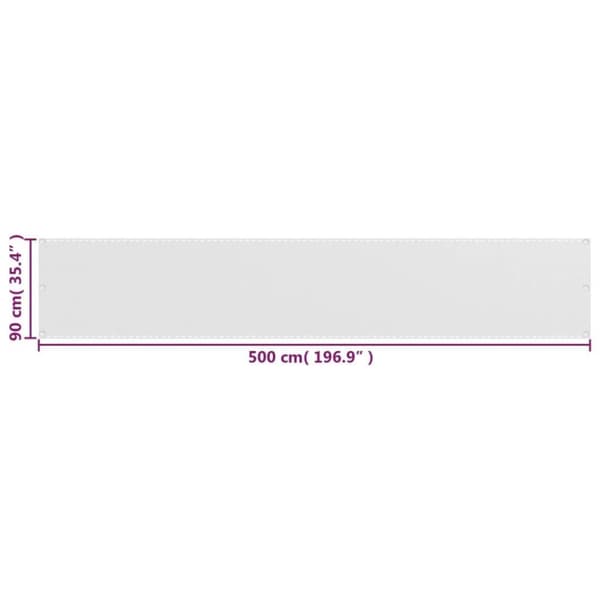 vidaXL Parvekkeen suoja valkoinen 90x500 cm HDPE