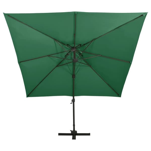 vidaXL Aurinkovarjo cantilever tuplakatolla 300x300 cm vihreä