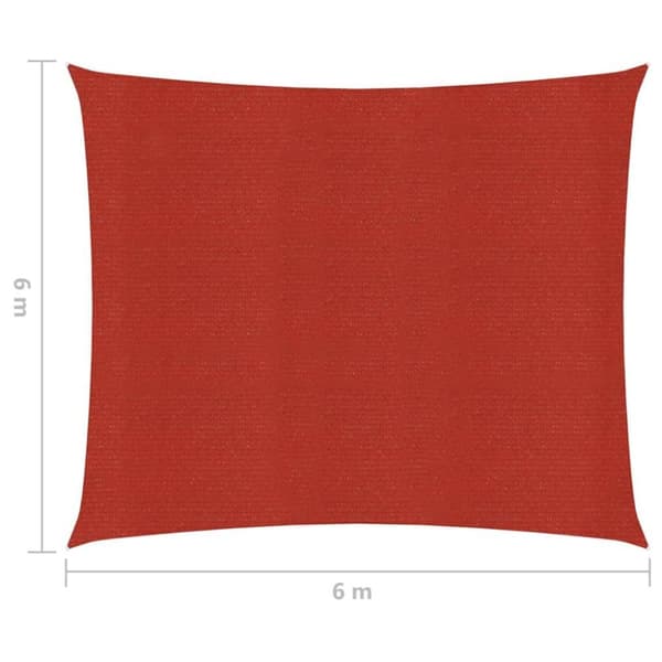 vidaXL Solseil 160 g/m² rød 6x6 m HDPE