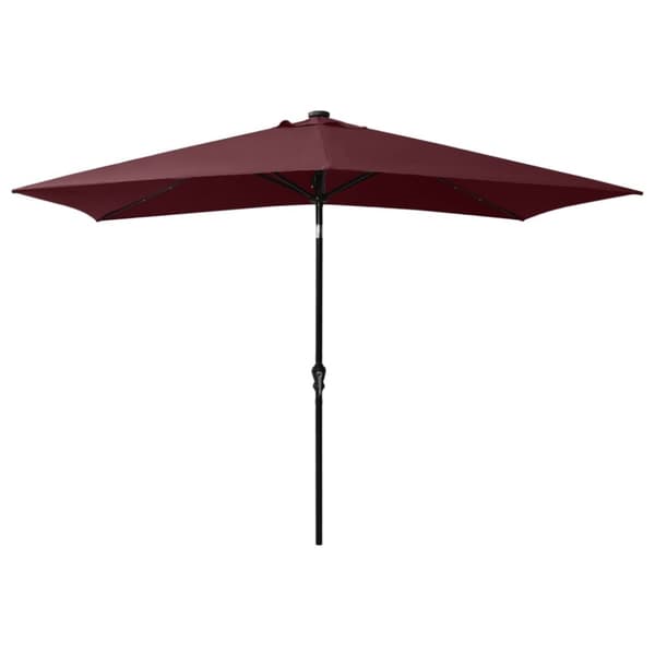 vidaXL parasol med stålstang og LED-lys 2x3 m bordeaux