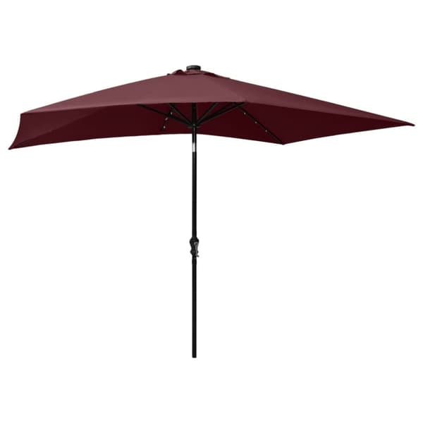 vidaXL parasol med stålstang og LED-lys 2x3 m bordeaux