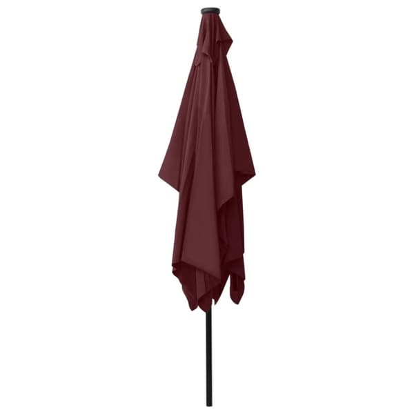 vidaXL parasol med stålstang og LED-lys 2x3 m bordeaux