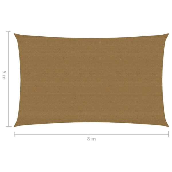 vidaXL solsejl 160 g/m² 5x8 m HDPE gråbrun
