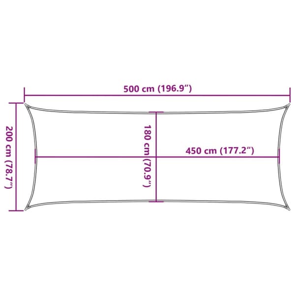 vidaXL solsejl 2x5 m 160 g/m² HDPE gul