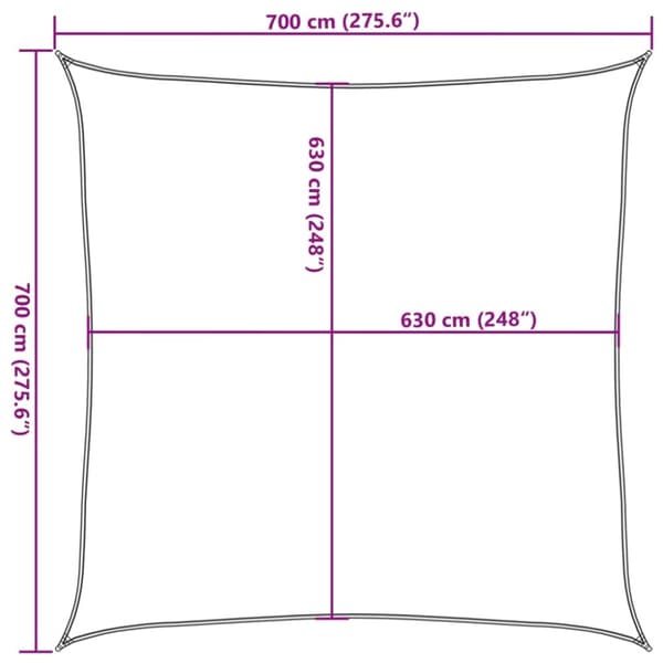 vidaXL Solseil 160 g/m² gråbrun 7x7 m HDPE
