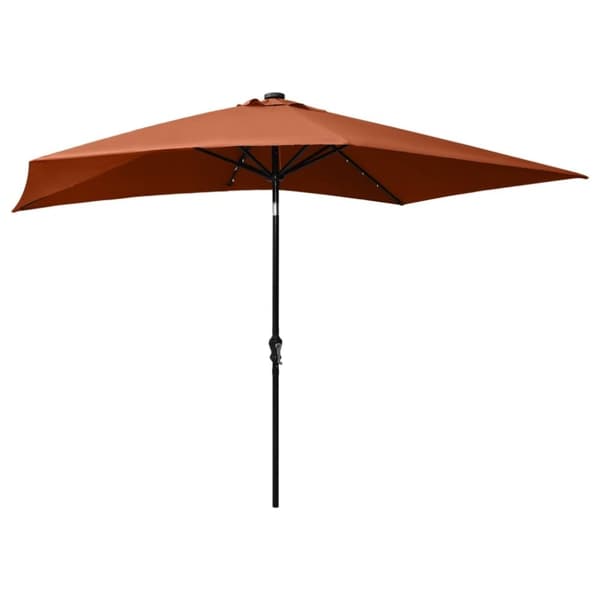 vidaXL parasol med LED-lys og stålstang 2x3 m terrakotta
