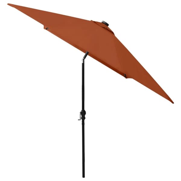 vidaXL parasol med LED-lys og stålstang 2x3 m terrakotta