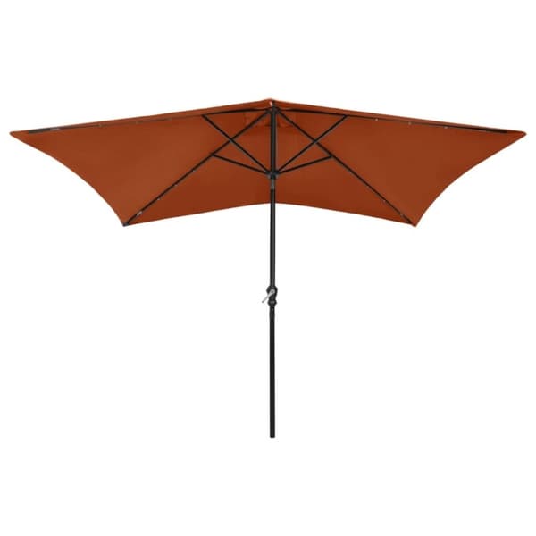 vidaXL parasol med LED-lys og stålstang 2x3 m terrakotta
