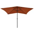 Miniatyrbillede 2 af 11: vidaXL parasol med LED-lys og stålstang 2x3 m terrakotta