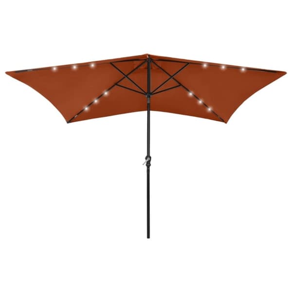 vidaXL parasol med LED-lys og stålstang 2x3 m terrakotta