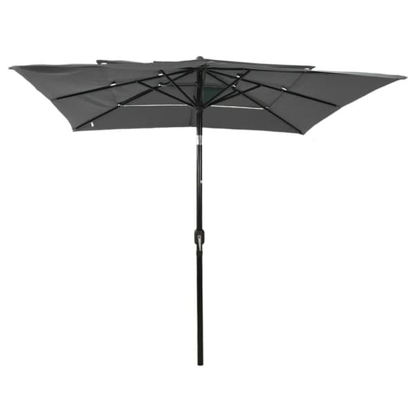 vidaXL parasol 2,5x2,5 m aluminiumsstang 3 niveauer antracitgrå