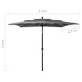 Miniatyrbillede 8 af 8: vidaXL parasol 2,5x2,5 m aluminiumsstang 3 niveauer antracitgrå
