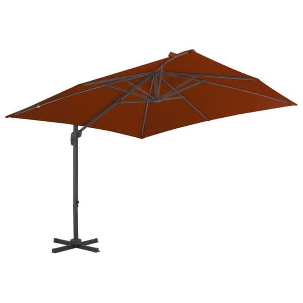 vidaXL hængeparasol med aluminiumsstang 300x300 cm Terracotta