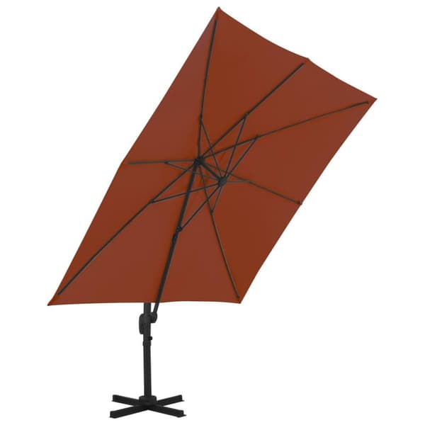vidaXL hængeparasol med aluminiumsstang 300x300 cm Terracotta