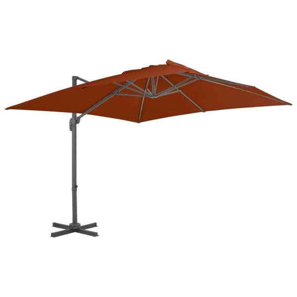vidaXL hængeparasol med aluminiumsstang 300x300 cm Terracotta