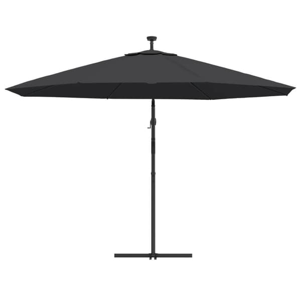 vidaXL Hengende hageparasoll med LED-lys svart 350 cm