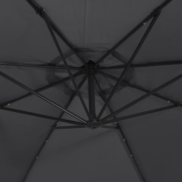 vidaXL Hengende hageparasoll med LED-lys svart 350 cm