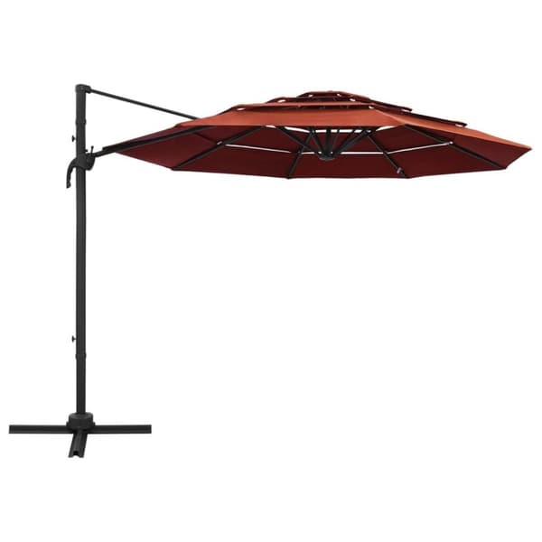 vidaXL parasol med aluminiumsstang i 4 niveauer 3x3 m terrakotta