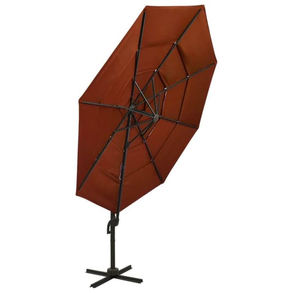 vidaXL parasol med aluminiumsstang i 4 niveauer 3x3 m terrakotta