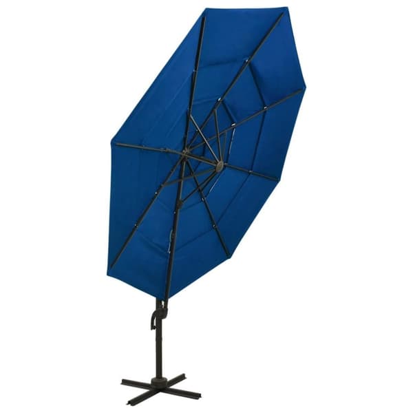 vidaXL 4-tasoinen aurinkovarjo alumiinitanko taivaansininen 3x3 m