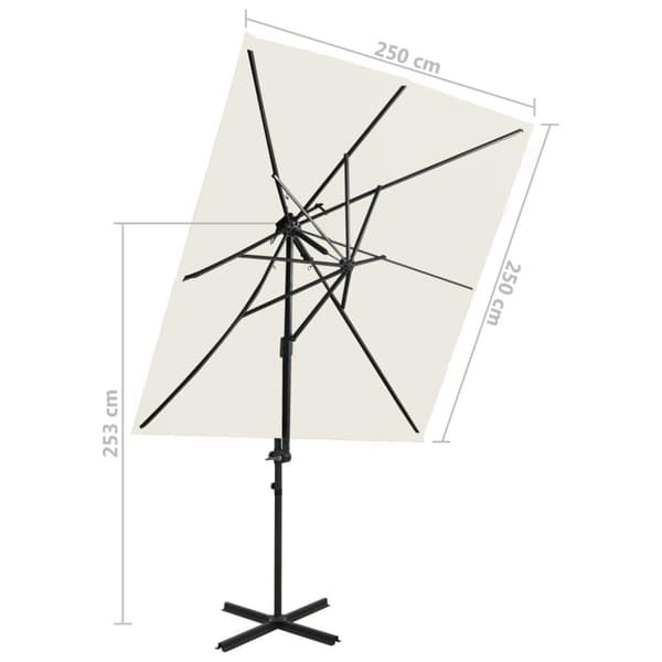 vidaXL Aurinkovarjo cantilever tuplakatolla 250x250 cm hiekka