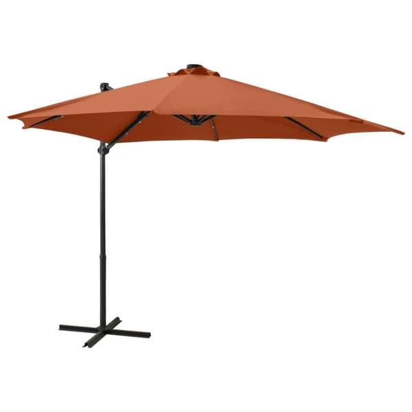 vidaXL Aurinkovarjo cantilever tolpalla ja LEDit 300 cm terrakotta