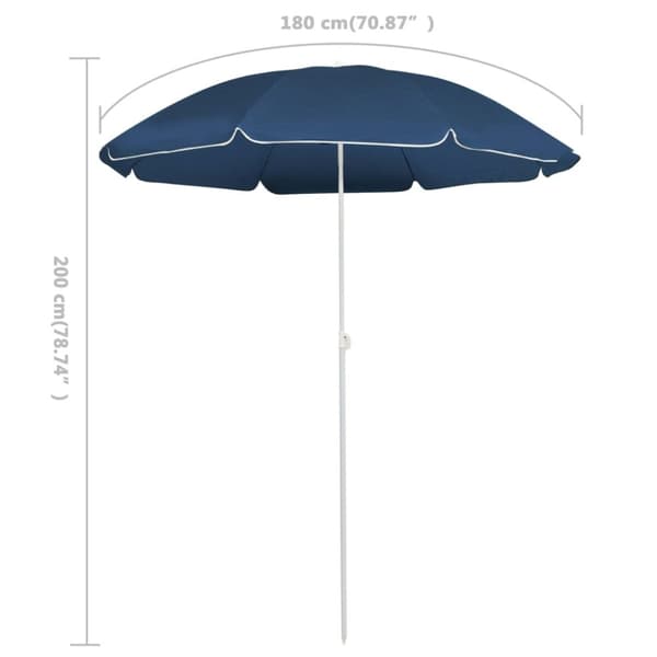 vidaXL Puutarha-aurinkovarjo terästolpalla sininen 180 cm