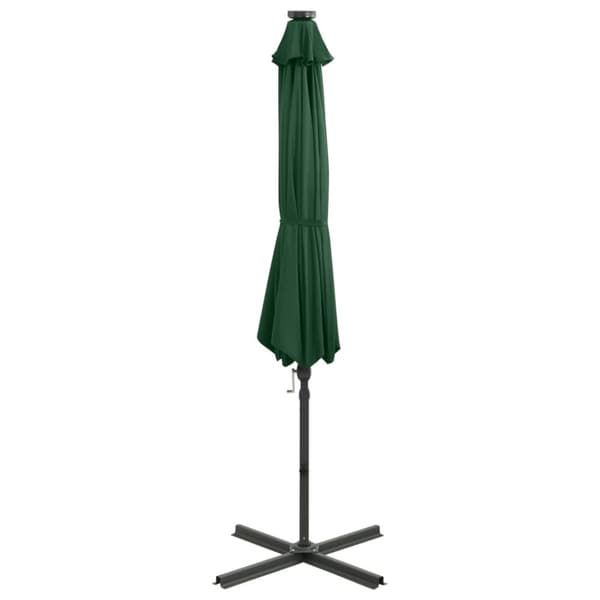 vidaXL Aurinkovarjo cantilever tolpalla ja LED-valoilla 300 cm vihreä