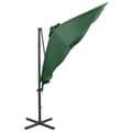 Pikkukuva 7 / 11: vidaXL Aurinkovarjo cantilever tolpalla ja LED-valoilla 300 cm vihreä
