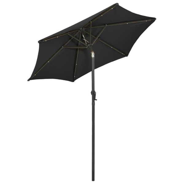 vidaXL Hageparasoll med LED-lys svart 200x211 cm aluminium