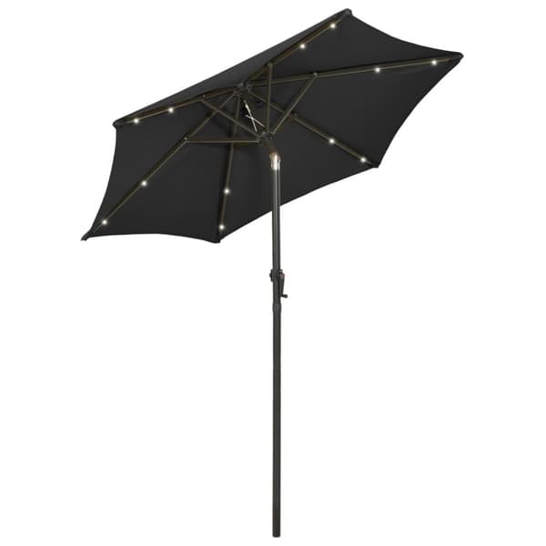 vidaXL Hageparasoll med LED-lys svart 200x211 cm aluminium