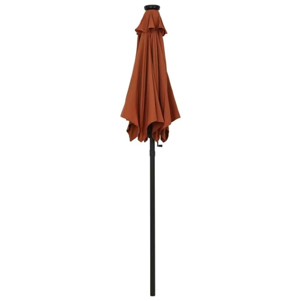vidaXL parasol med LED-lys 200x211 cm aluminium terrakotta