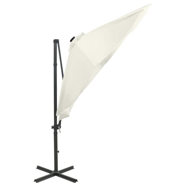 vidaXL hængeparasol med stang og LED-lys 300 cm sandfarvet