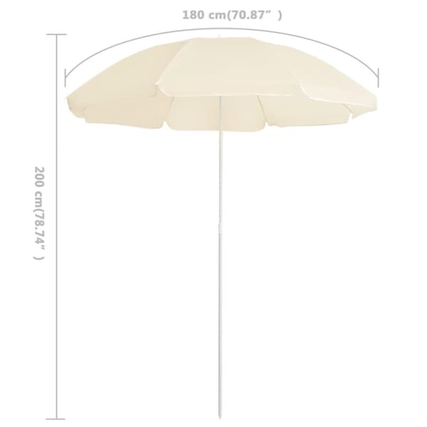 vidaXL Hageparasoll med stålstang sand 180 cm