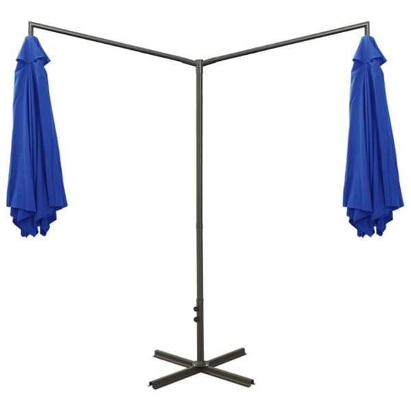 vidaXL dobbelt parasol 600 cm stålstang azurblå