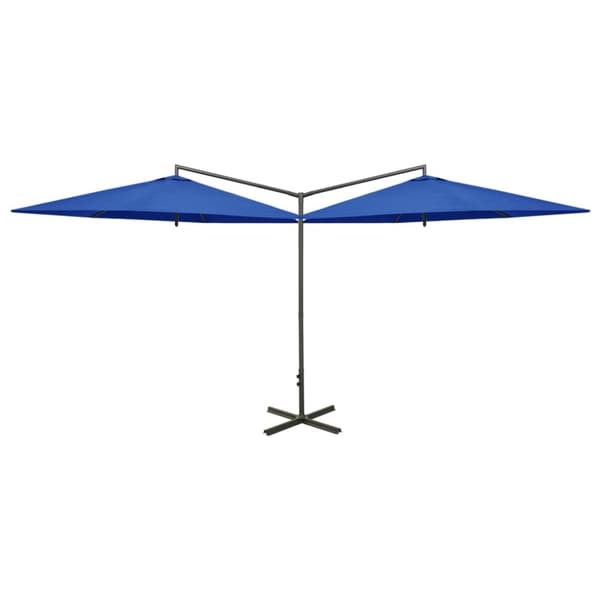 vidaXL dobbelt parasol 600 cm stålstang azurblå