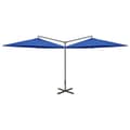 Miniatyrbillede 2 af 8: vidaXL dobbelt parasol 600 cm stålstang azurblå